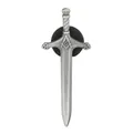 Macro detail of silver long sword pin featuring Masonic logo with a rubber clutch back - Sword Masonic Badge (C3400-3)