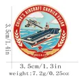 Round cartoon Fujian aircraft carrier enamel pin badge with gold edges and red star - Fujian Aircraft Carrier (C3370-3)