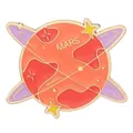 Dettaglio macro della spilla in smalto Marte con superficie arancione e anelli viola - Marte (C3397-6)