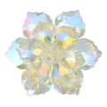 Detailed macro of iridescent crystal flower button with multifaceted petals and AB finish - Blue Purple Yellow Iridescent (B1646-3)