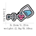 Enamel pin with density formula and pink heart design showing 3.2cm size measurements - Physics Density Formula Style (C3380-2)