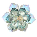Detail macro shot of crystal flower button with lake blue and neon iridescent facets - Lake Blue Iridescent (B1646-4)