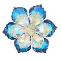 Macro view of crystal flower button with multifaceted blue petals and iridescent finish - Deep Blue Iridescent (B1646-5)