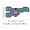 Blue dopamine molecule enamel pin with pink heart detail for bags and clothing - Dopamine Molecule Style (C3380-4)