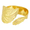 Elegant gold leaf napkin ring with polished metal texture on a clean white background - Gold Leaf Design (Z1357)
