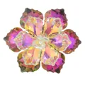 Detailed close-up of a vibrant purple crystal flower button with iridescent AB coating - Purple Red Iridescent (B1646-8)