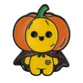 Cute Halloween pumpkin cat enamel pin badge crafted with colorful metal lacquer finish - Cartoon Man with Pumpkin Hat / Yellow Cartoon Man with Pumpkin Hat (C3402-2)