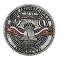 Retro silver US 250th Anniversary commemorative pin with Liberty Bell design and flag colors - Liberty Bell Style (C3403-1) / Antique Silver