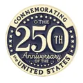 United States 250th Anniversary commemorative enamel pin badge in blue and gold - Round Anniversary Text Style (C3403-2) / Dark Blue/Gold