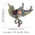 Broche de colibrí vibrante con cristales de colores y aleación, altura 5,5 cm elegante - Colibrí de Diamante Completo