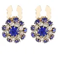Klassische runde Manschettenknöpfe in Gold und Blau mit radialem Blumendesign - Dunkelblau mit Gold (B1647-4)