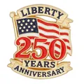 US 250th anniversary enamel pin with Liberty text and American flag elements - Shield Liberty 250th Anniversary Style (C3403-4) / Red White Blue/Gold