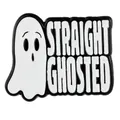 Enamel ghost pin with Straight Ghosted text for Halloween minimalist fashion accessories - Ghost (STRAIGHT GHOSTED)
