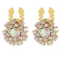 Exquisite Blumen-Ohrstecker mit AB-Aurora-Kristallen in einer vergoldeten Fassung - Mehrfarbig AB mit Gold (B1647-9)