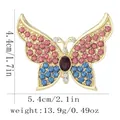 Elegant butterfly brooch with pink and blue rhinestones including dimensions and weight - Pink and Blue Rhinestone Style (C3393-1)