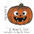 Detailed size specifications for a pumpkin enamel pin with dimensions and weight info - Pumpkin Smile Style (C3402-1)