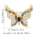 Colorful butterfly brooch pin in gold finish with vibrant rhinestones and purple gem - Colorful Full Rhinestone Style (C3393-2)
