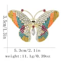 Golden butterfly brooch with colorful enamel and sparkling rhinestones 5.3x3.5cm - Vintage Enamel Style (C3393-4)