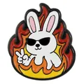 Détails d'un pin's en émail lapin de dessin animé avec des éléments de flamme vibrants - Style de Lapin Flamme (C3423-3)