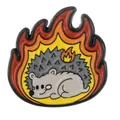 Détail du pin's émaillé hérisson de flamme créatif avec bordures en métal noir poli - Style de Hérisson Flamme (C3423-4)