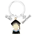 Detail of 2026 graduation keychain with cartoon graduate charm and metal scroll pendant - Cartoon Boy Student Style (D1444-2)