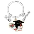 Dettaglio portachiavi argento per laurea con pendente 2020 e ciondolo smaltato colorato - Stile Anno 2020 Tocco Libro (D1444-5)