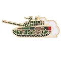 Détail d'une broche char d'assaut en émail camouflage avec bords dorés et étoile - Style Char de Combat (BXT00201-4)