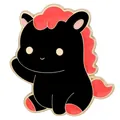 Cute black pony enamel pin with red mane and gold metallic edges as creative gift - Black Pony Style (C3414-4)