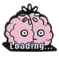 Lustige rosa Cartoon Gehirn Emaille Pin mit Loading Text für Rucksack Deko - Gehirn Lädt Stil(C3463-3)
