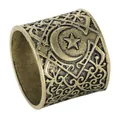 Vintage bronze napkin ring with embossed star and crescent moon for festive tables - Hollow Star Crescent Style (Z1361-1)