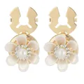 Floral cufflinks with white petals and pearls in a luxurious golden setting - Multi-layer Pearl Floral Style (B1668-6)