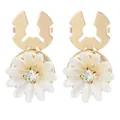 Elegant gold daisy cufflinks with white resin petals and clear zircon center accents - Small Petal Daisy Rhinestone (B1668-8)