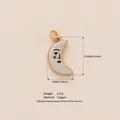 Painted moon face enamel pendant in gold-plated copper finish for DIY jewelry crafting - Moon