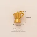 Detailed gold-tone stainless steel Moka pot pendant charm for DIY custom jewelry crafts - Kettle