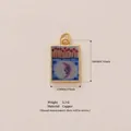 Artistic painted enamel rectangle pendant charm in gold-plated copper for DIY jewelry making - Match