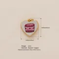 Heart-shaped pink cake enamel pendant charm in gold-plated copper for DIY jewelry making - Heart Cake Style