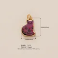 Purple floral enamel cat pendant made of copper for DIY jewelry making accessories - Pink Cat Style