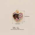 Heart-shaped pendant featuring horse and flower pattern in gold-plated copper - Heart Horse Style