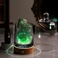 Detail of green fluorite diffuser lamp with wooden LED base and aromatic oil bottle - Green Fluorite (Plug-in) / Without Glass Cover