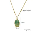 Gold chain necklace with oval green stone pendant size 16mm x 9mm and 40cm length - Oval Green Pendant - African Jade (XBN260903-非洲玉-4)