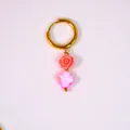 Pendientes de aro dorados con colgante de rosa rosa y perla de trébol rosa - Estilo de Rosa Rosa y Trébol de Cuatro Hojas (25)