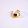 14k gold plated stainless steel hammered ring with tiger's eye stone inlay - Tiger Eye (Brown)