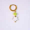 Pendientes de perla barroca con rosa verde claro y colgante de estrella blanca dorada - Estilo de Rosa Verde y Estrella Blanca (27)