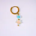 Pendientes de estrella de nácar barroco con cuentas azules y baño de oro de 14K - Estilo de Cubo Azul y Estrella (28)