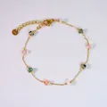 Pulsera minimalista de acero inoxidable dorado con cuentas de piedra natural - Pulsera de Piedras Naturales Mixtas