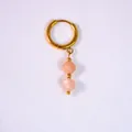 Pendientes de aro dorados con piedras rosas naturales y perlas barrocas en oro de 14K - Estilo de Cuentas Dobles Facetadas Rosa Carne (31)