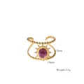 Detailansicht eines Goldrings mit lila Stein 14x12mm und Gewichtsangabe von 3,1g - Zweireihiger Perlenbesatz Sonnenstrahl Oval Stil (XB20255014)