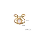 Detailed size view of retro sun flower ring with white stone and beaded band texture - White Shell