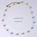 Collana elegante con perle naturali d'acqua dolce pastello e catena placcata oro - Collana di Perle d'Acqua Dolce Multicolore