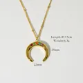 14K gold-plated stainless steel crescent necklace with multi-color gemstone inlay - Crescent Horn Style / Colorful Moon